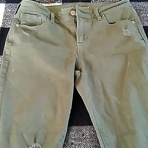 Old Navy, Rockstar size women's 4 standard, mid rise, distressed olive green